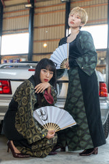 NEW Kimono long sleeve  and wrap skirt set「紬Tumugi」
