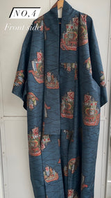(МTО)Kimono long sleeve  and wrap skirt set「紬Tumugi」