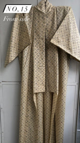 (МTО)Kimono long sleeve  and wrap skirt set「紬Tumugi」